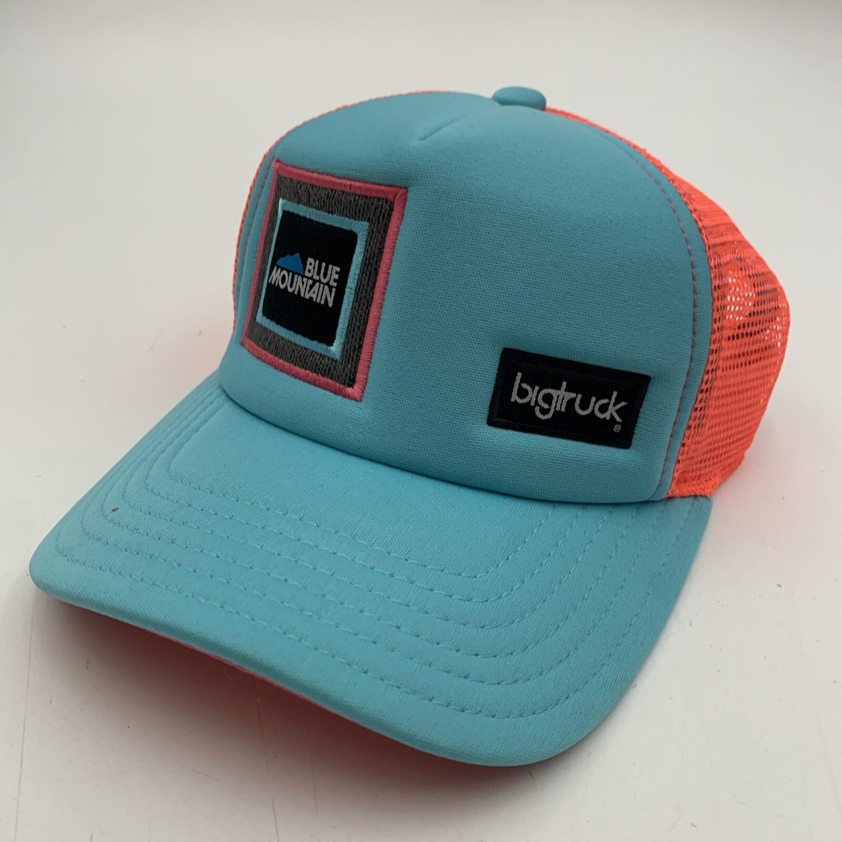 Big Truck Kids Trucker Hat Blue Mountain Aqua Pink Snapback