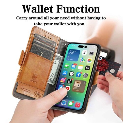 Para iPhone 17 16 16e 15 14 13 12 11 Pro MAX 8 SE Estuche Cuero Billetera Cubierta Abatible - Imagen 41 de 88
