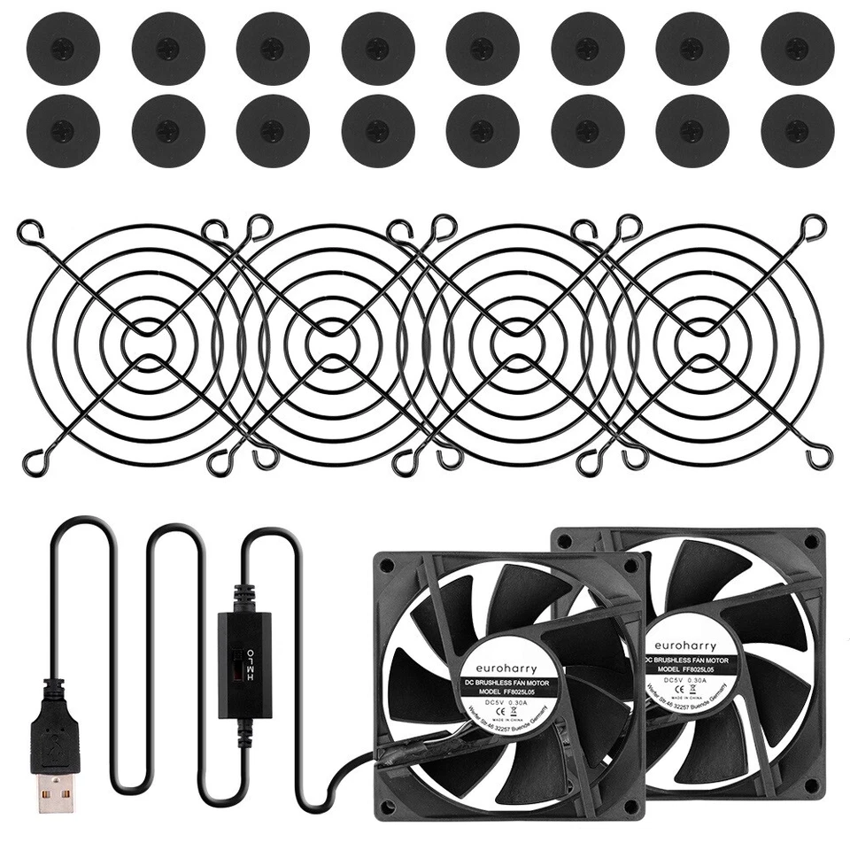 USB PC Ventilator lüfter 80mm 2in1 Leise PC Gehäuselüfter  Einstellbare Fan 5V - Bild 2 von 4