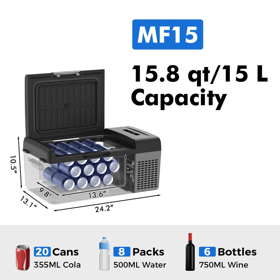 15L/20L Car Refrigerator 12V Refrigerator Electric Cooler -4°F~68°F for Truck RV - Image 2 of 4