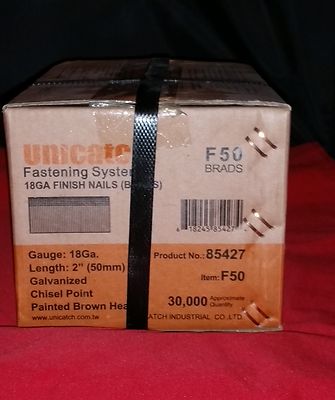 2'' 18 Gauge Straight Brad Finish Nails 18 ga (5,000 ct) (Case of 6) 30,000 Nails