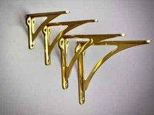 POLISHED BRASS PLATED SHELF BRACKET- 4 sizes, lightweight, super strong