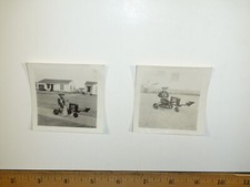 VTG 1950s 2 Pictures 2.5" X 2.5" - Child On BMC Senior Heavy Duty Pedal Tractor