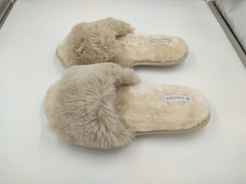 Women's Furry Faux Fur Slippers Memory Foam House Slippers Size XL - Picture 2 of 6