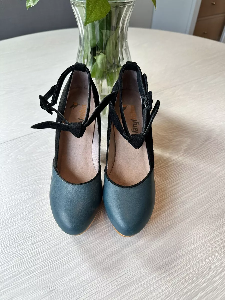 Anthropologie Faryl Robin Heel Platform Leather Suede Shoe Tie Bow