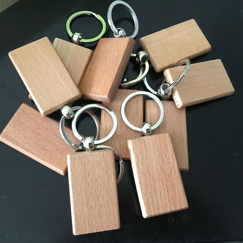 5pcs Blank Wooden MDF Keyring Keychain Gift Bag Charm Wood Key Ring