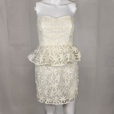 Urban Outfitters Cream Floral Peplum Cocktail Dress Size 6