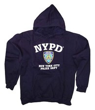 NYPD Men's Sweatshirt Front Letters  Badge Hoodie Navy Blue