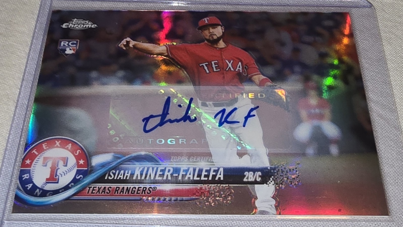 2018 Topps Chrome Update Isiah Kiner-Falefa Refractor Auto RC #HMT12 Blue Jays