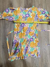 Faithfull the Brand Florence Mini Dress Ade Floral Pastel Yellow and Lilac XS/2