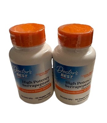 2PK Doctor's Best High Potency Serrapeptase (120,000 SPU)  180 Veg Cap Free Ship