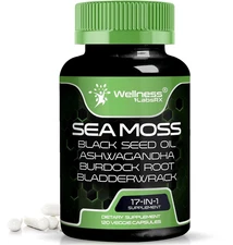 17-in-1 Irish Sea Moss Capsules with Black Seed Oil, Ashwagandha – 120 Ct SEALED