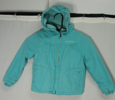 Carhartt Insulated Canvas Jacket Girls 5 Blue Sherpa Lined Hooded Full Zip