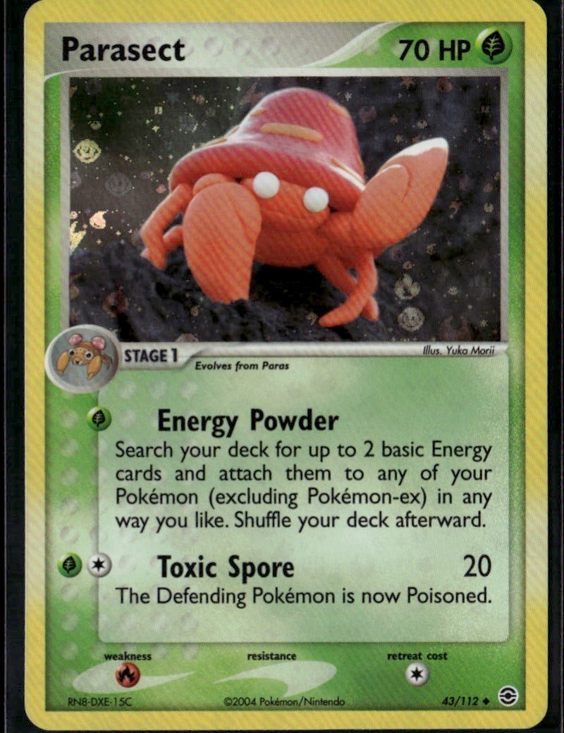 Parasect Uncommon FireRed & LeafGreen 43/112 Grass Reverse Holo Pokemon Card