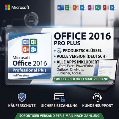 Office 2016 Professional Plus Pro Plus Produktschlüssel | Key | per E-Mail