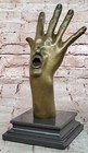 Abstract Modern Art Face over Hand by Italian Artist Mavchi Bronze Sculpture