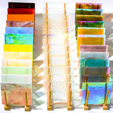 36 Sheets Iridescent Stained Glass Sheet Variety Pack, 4 X 6 Inch Cathedral Art