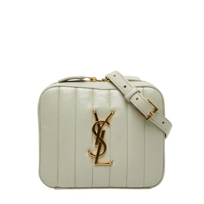 Saint Laurent Vicky Belt Bag 557574 White Leather Used