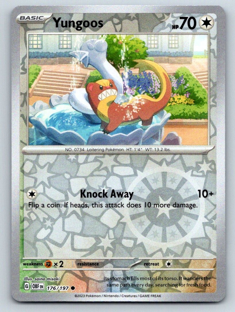 Yungoos 176/197 Common Obsidian Flames Pokemon Reverse Holo Near Mint