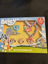 Bluey Girls BFF 6 Piece Toy Jewelry Box Set with 2 Rings, 2 Bead BFF Set 3