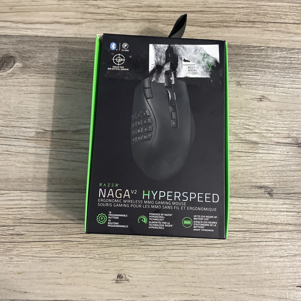 Razer Naga V2 HyperSpeed MMO Wireless Optical Gaming Mouse 19 Buttons - Black  - Image 2 of 3