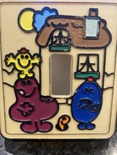 Vintage 1977 Filmfair Ltd Mr Men Stick On Glow In The Dark Light Switch Cover