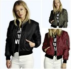 Damen Bomberjacke Vintage Kurz Jacke Herbst High Street Mode Reißverschluss