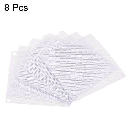 8pcs 80mm Computer Fan Filter Grills PVC Mesh Dustproof Case Cover White - Afbeelding 3 van 5