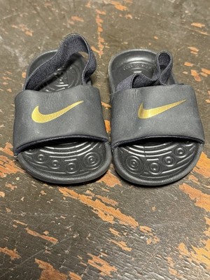 NIKE TODDLER SANDAL  KAWA SLIDE (TD) BLACK / METALLIC GOLD BV1094 003