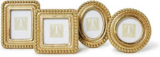 Elegant Beaded Gold Photo Frame Set - 4 Resin Frames for Stylish Displays