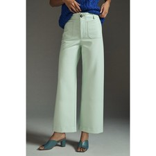 NEW Anthro Maeve The Colette Cropped Wide Leg Faux Leather Edition Mint Size 32