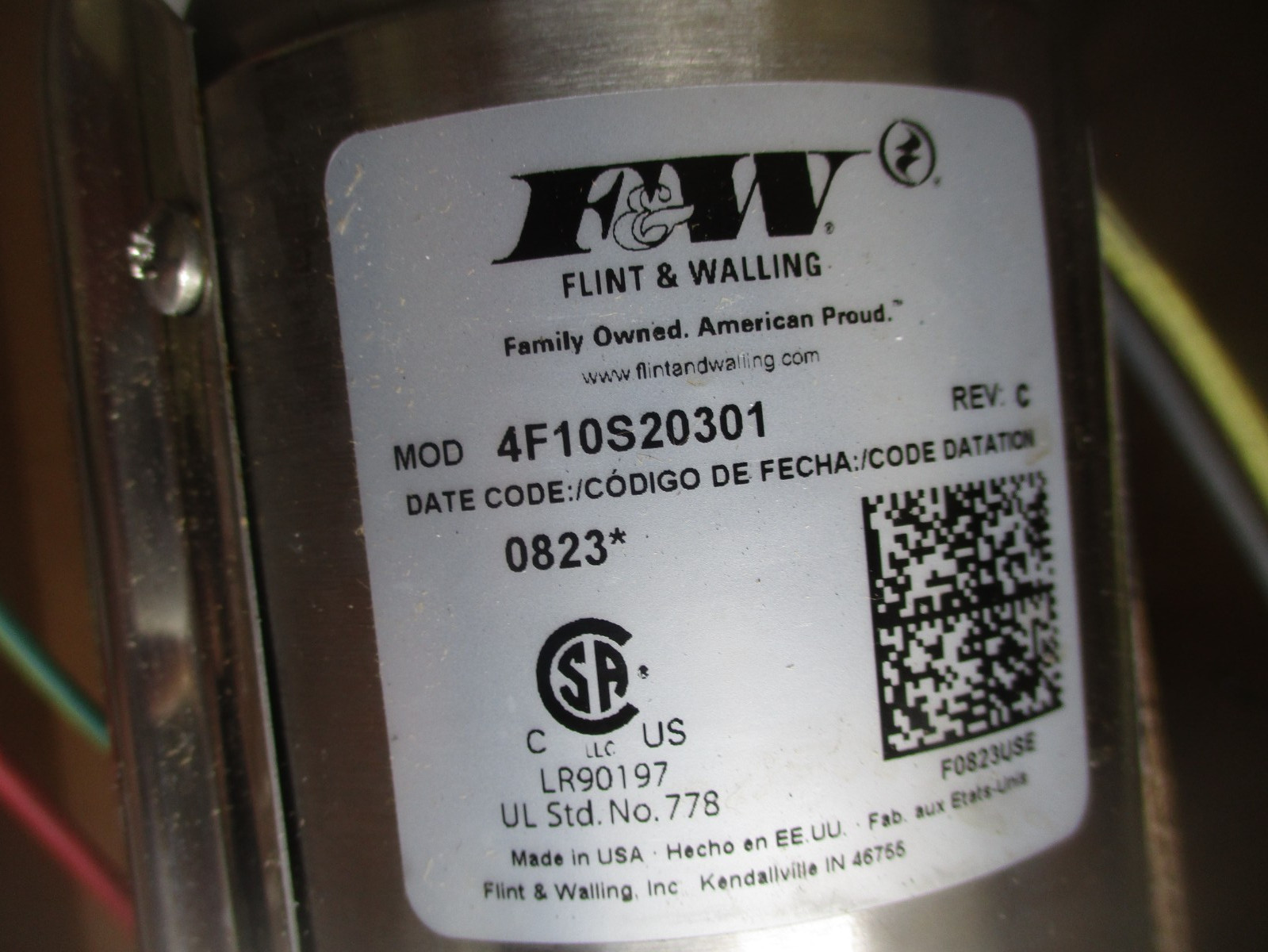 FLINT & WALLING SUBMERSIBLE DEEP Well Pump 4" Stainless 10 Gpm 2 HP 230 V