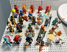 LEGO Ninjago Minifigure Lot of 26 with Weapons / Accessories - Ninjas + Villains