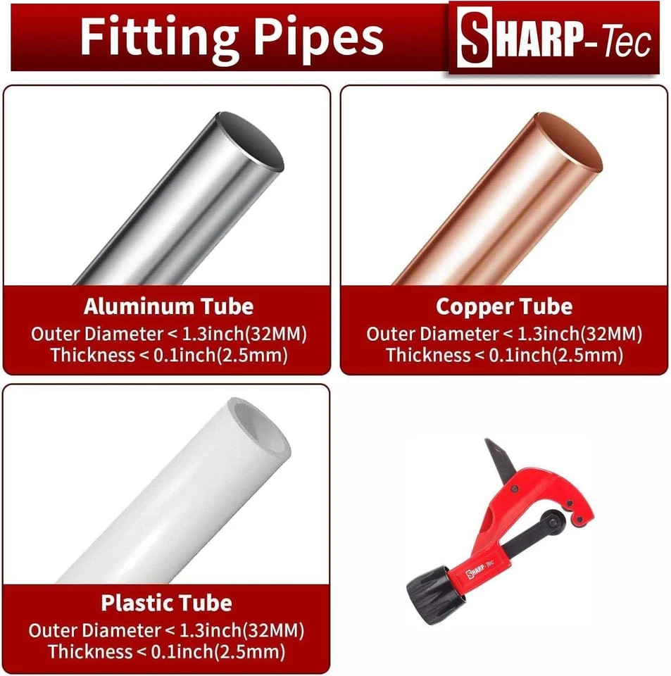 Sharp-tec 3-32mm Pipe Cutter | Adjustable Tube Cutter | Aluminum Copper Plastic - Image 2 of 4