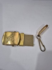 Boy Scouts Of America Solid Brass Uniform Belt Buckle BSA and Key Clip A3