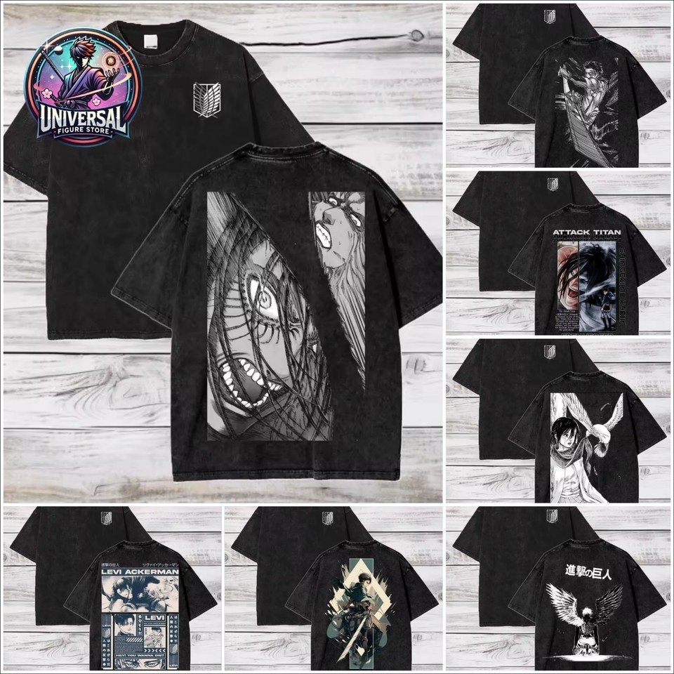 Attack On Titan T-Shirt - Maglietta Anime Unisex - Black T-Shirt - Eren Levi