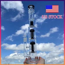 16.5" Black Heavy Glass Bong Shisha Percolate Hookah Water Pipe w/ 18mm Bowl US