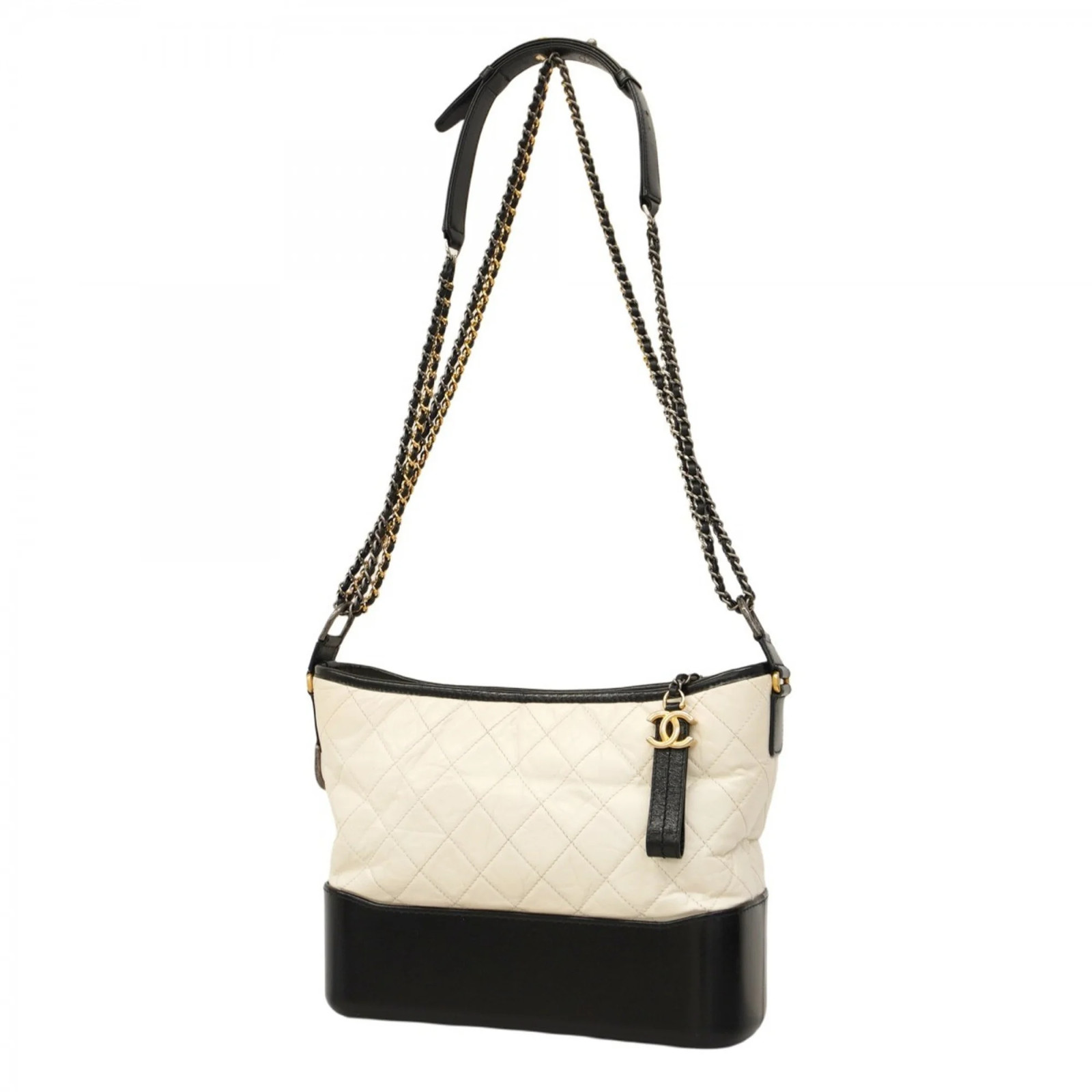 Chanel Gabriel Calfskin Chain Shoulder Bag in White Black Gold for Women GZl1axpc-image