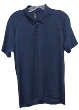 Lululemon Polo Mens M Blue Short Sleeve Golf Tennis Stretch Performance Shirt