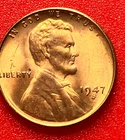 1947-S Lincoln Wheat Cent Penny GEM RED BU From an Original Bank Roll