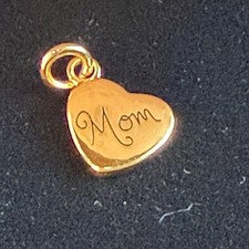 Vintage Gold Vermeil Mom Heart Charm Pendant - 925 Sterling Silver SA Signed