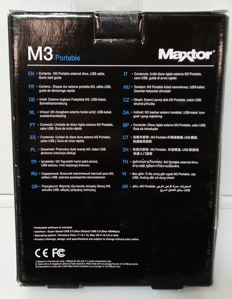 Maxtor M3 Portable External Hard Drive 500GB USB 3.0 - Image 2 of 4