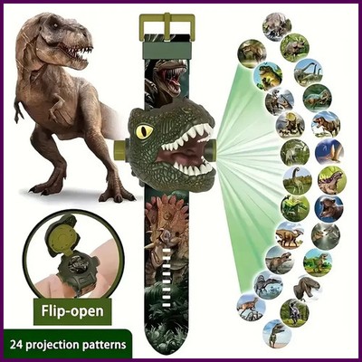 1Pc 3D Dinosaur Projection Electronic Watch for Kids - Fun Luminous Toy