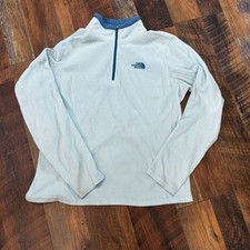 Women s The North Face Fleece Quarter Zip Sweatshirt Blue Teal Medium