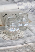 2 pots à yaourt vintage en verre – Motif oies