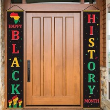 Happy Black History Month Door Banner, African American February Festival Hol...