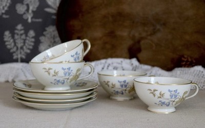 4x Rosenthal Elfenbein ELSE Kronach Tassen mit UT, 1934, UT mit Grebrauchspruren