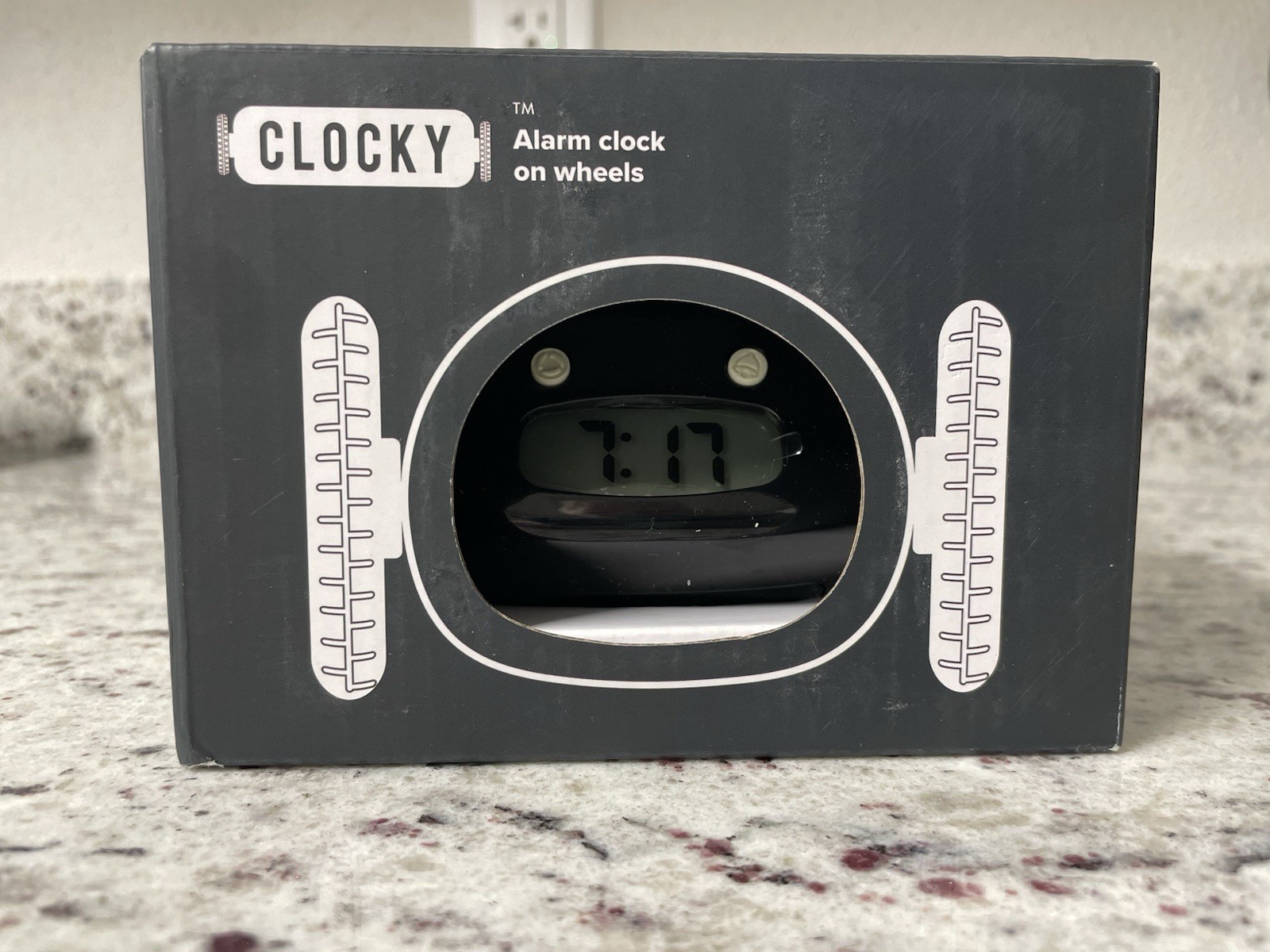 Clocky Runaway Alarm Clock on Wheels Black Digital Battery Powered Quartz