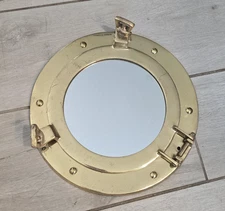 Vintage Brass Nautical Porthole Mirror Maritime Wall Home Decor Ship India 9"