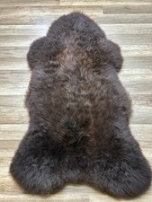 XXXL Riesig Merino Lammfell Schaffell Braun Gescheckt TRAUM KUSCHELIG 122x77 cm